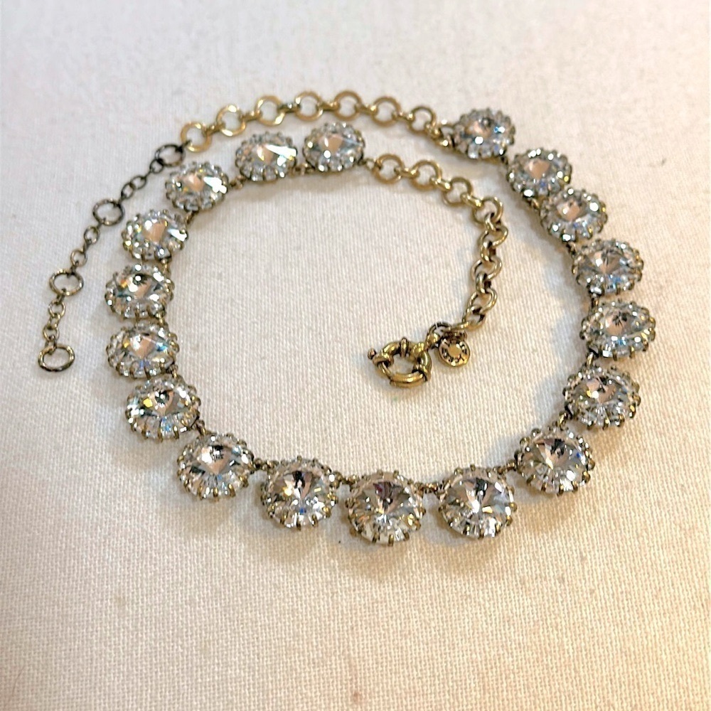 J. Crew Gold and Crystal Station Necklace 21” Adjustable Length - GUC